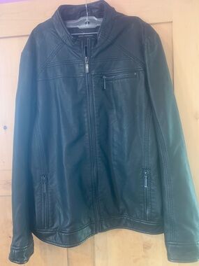 Marc Anthony Black Vegan Leather Bomber/Biker Jacket